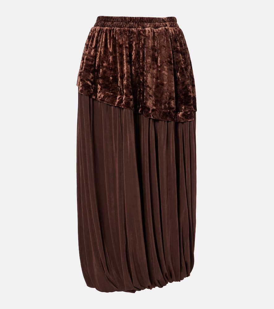 

Джерси и бархатная миди-юбка Xu Zhi, Brown