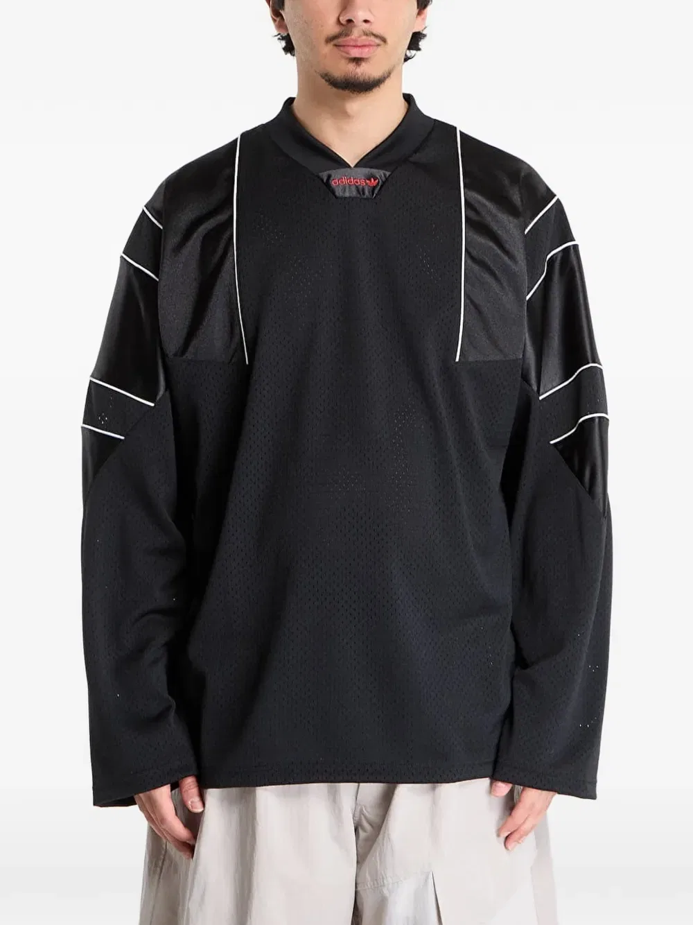Ночная рубашка, футболка с длинными рукавами Adidas, черный