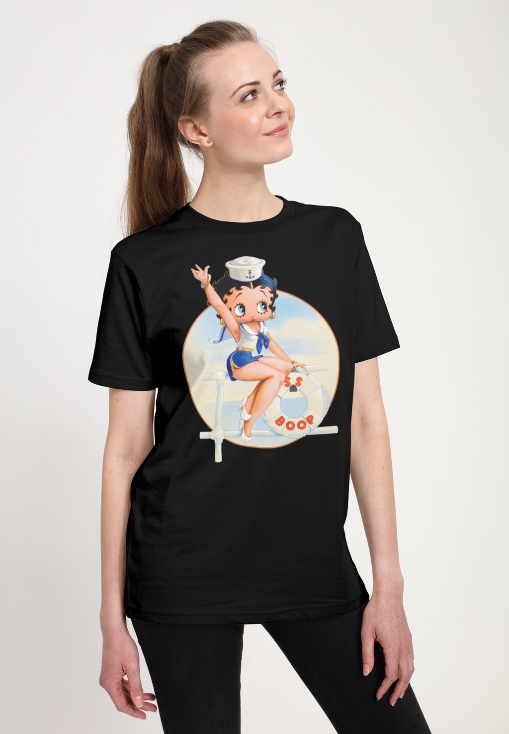 

Футболка с принтом BETTY BOOP SAILOR PIN Henry Tiger, черный