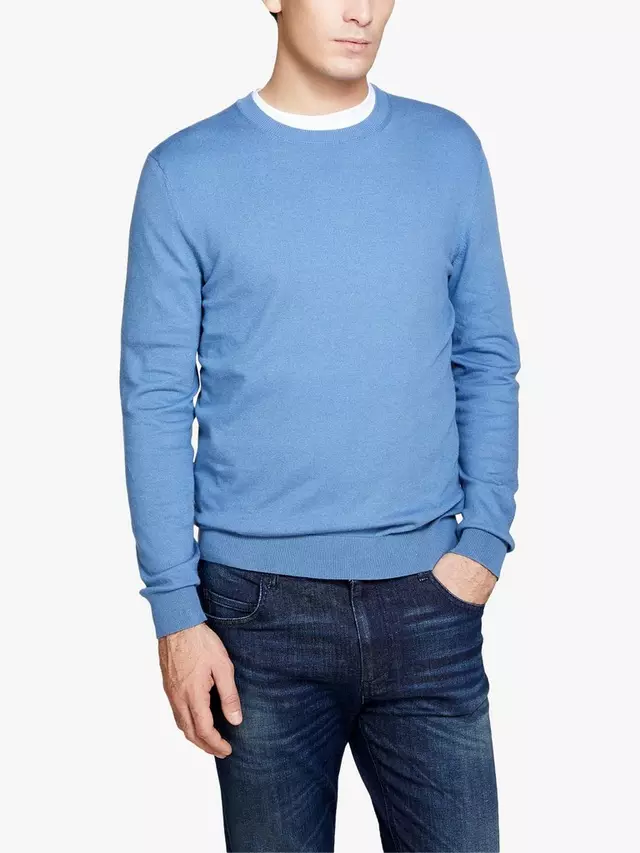 

Джемпер SISLEY Slim Fit Crew Neck Cotton Blend, синий