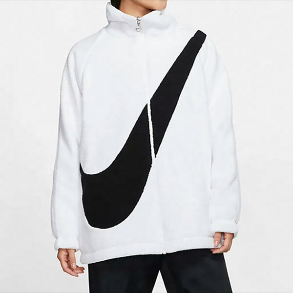 Куртка большая галочка двусторонняя меховая куртка Nike, белый — фото 3