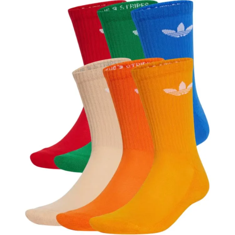 Носки Trefoil Cushion Crew, 6 пар Adidas Originals, 6 Pack (Red+Green+Blue+Orange+Yellow+Apricot)