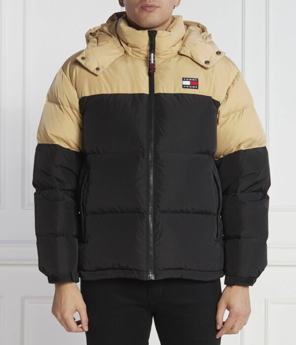 

Пуховик мужской Tommy Jeans с капюшоном, черно-бежевый, Черный, Пуховик мужской Tommy Jeans с капюшоном, черно-бежевый