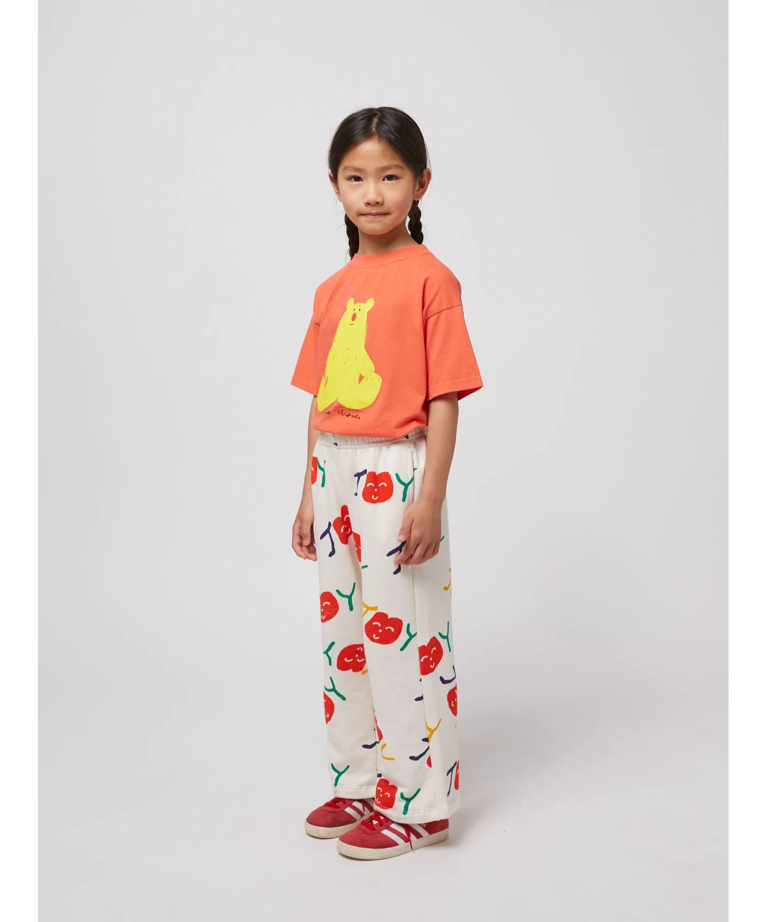 Детские спортивные штаны с принтом улыбок Smiling all over jogging pants BOBO CHOSES бежевые — фото 3