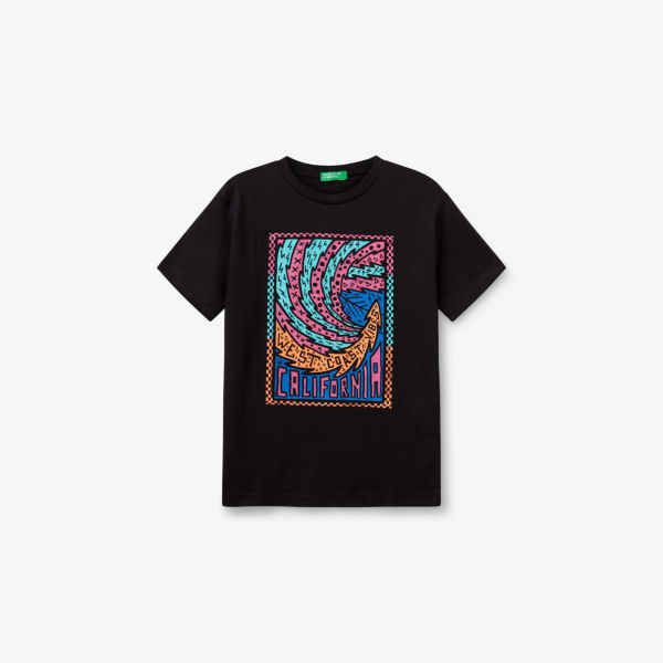 

Футболка Benetton Surfer-Print для детей, черный