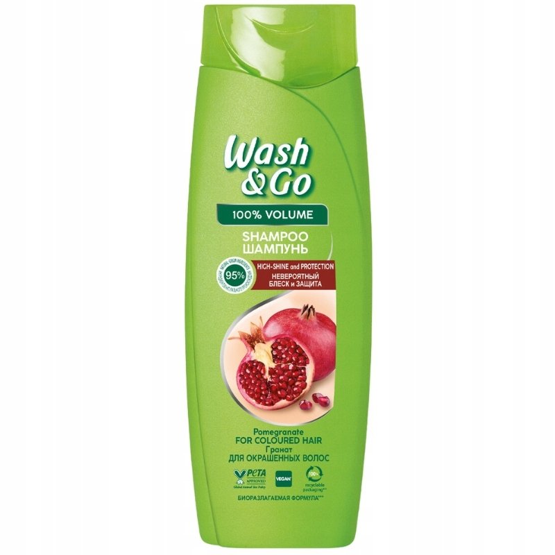 

Шампунь Wash&Go Pomegranate для окрашенных волос, блеск, защита, 360 мл