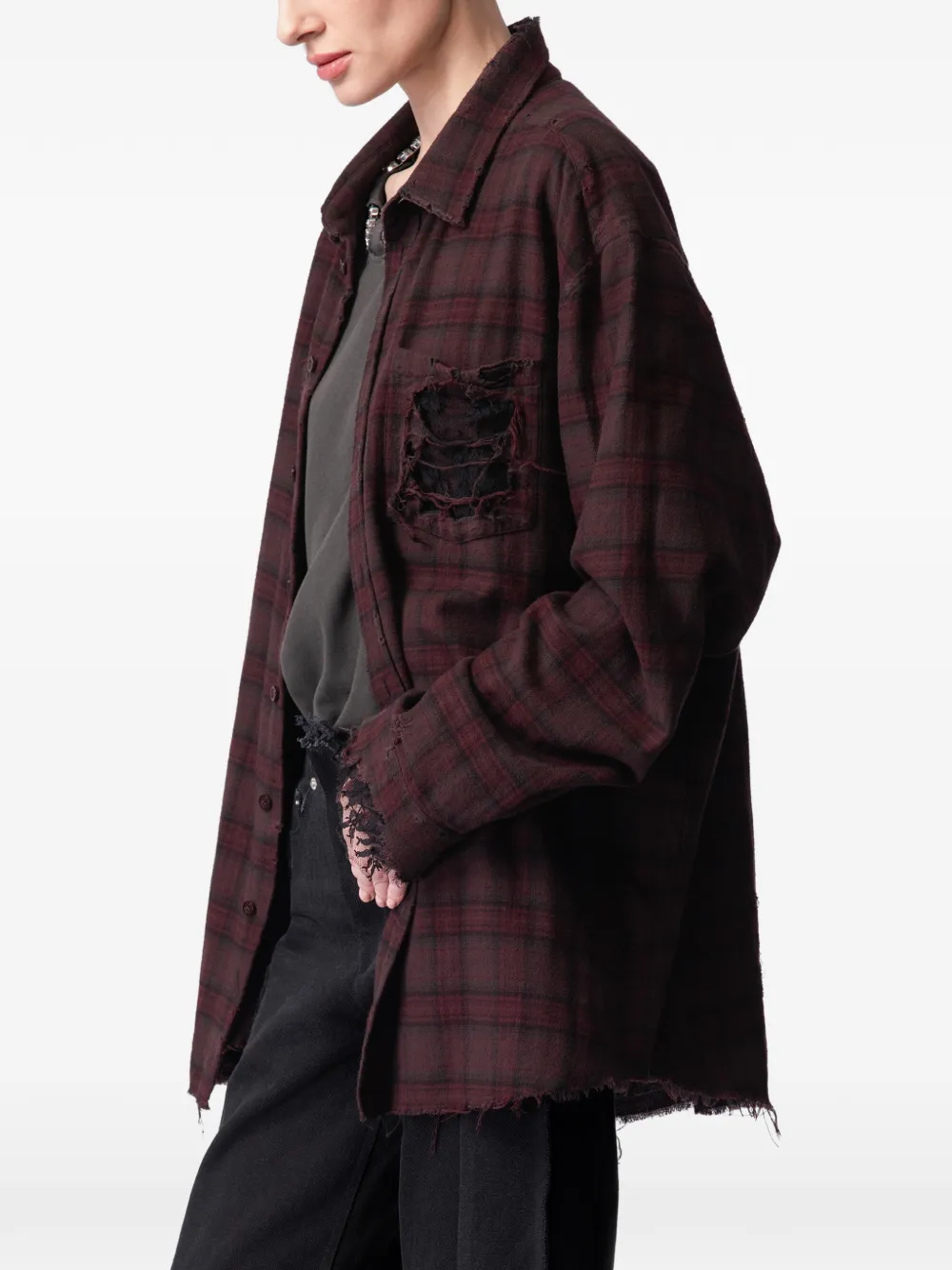 

Рубашка в клетку с эффектом состаренности Article Ten, красный