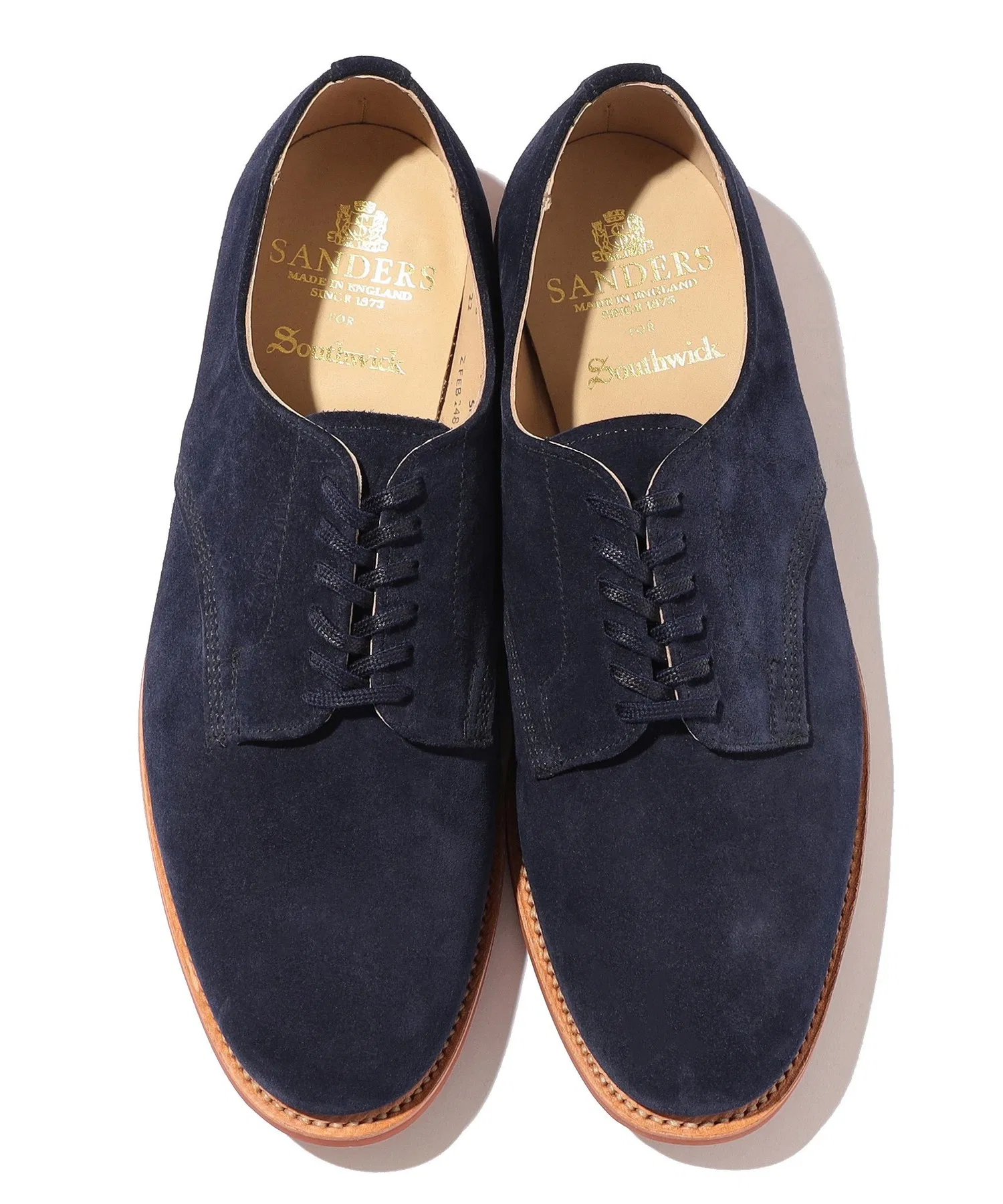 Мужские туфли SANDERS Navy Suede Officer Shoe — фото 3
