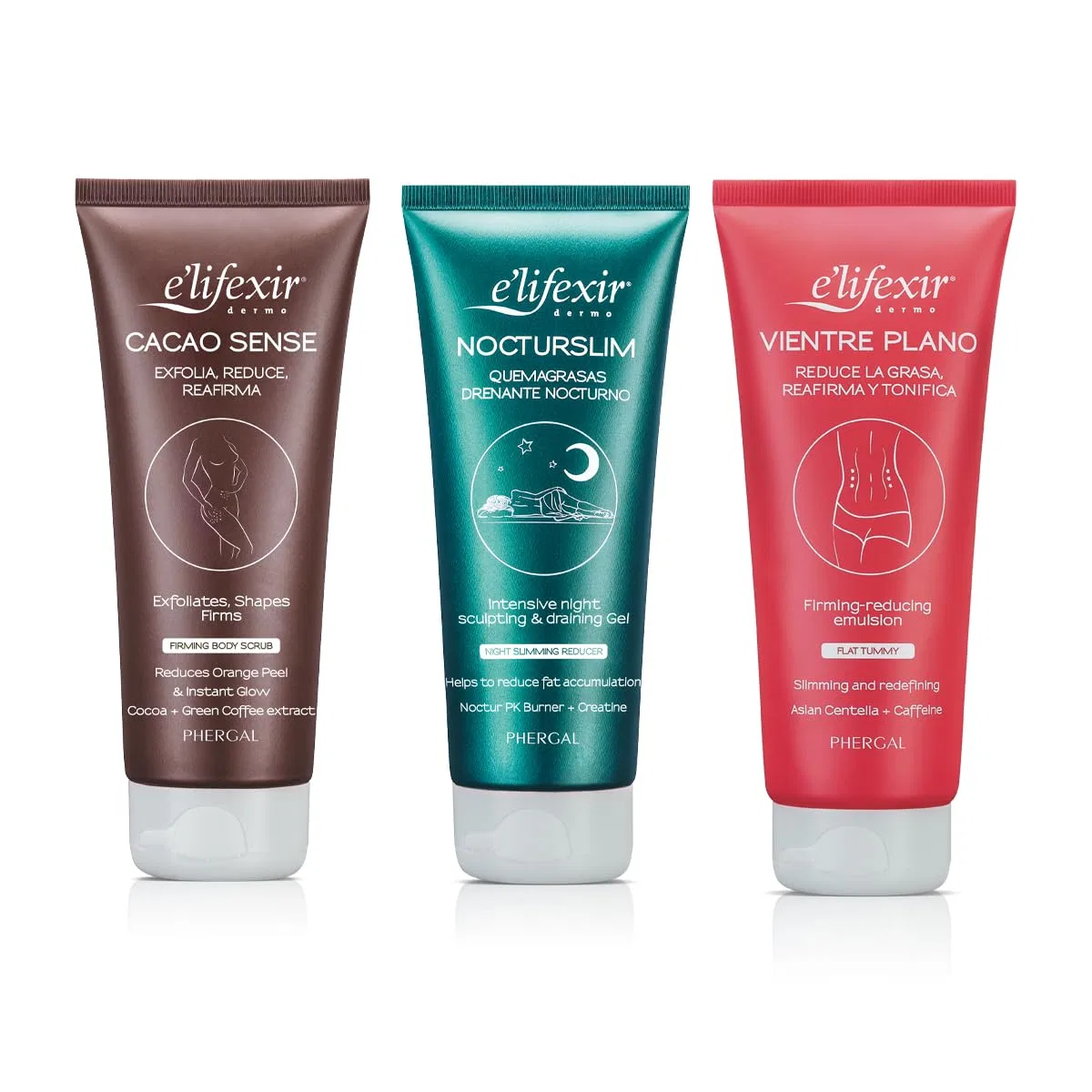 Набор уменьшающих кремов Elifexir Cacao Sense + Nocturslim + Vientre Plano, 3 x 200 мл E'Lifexir