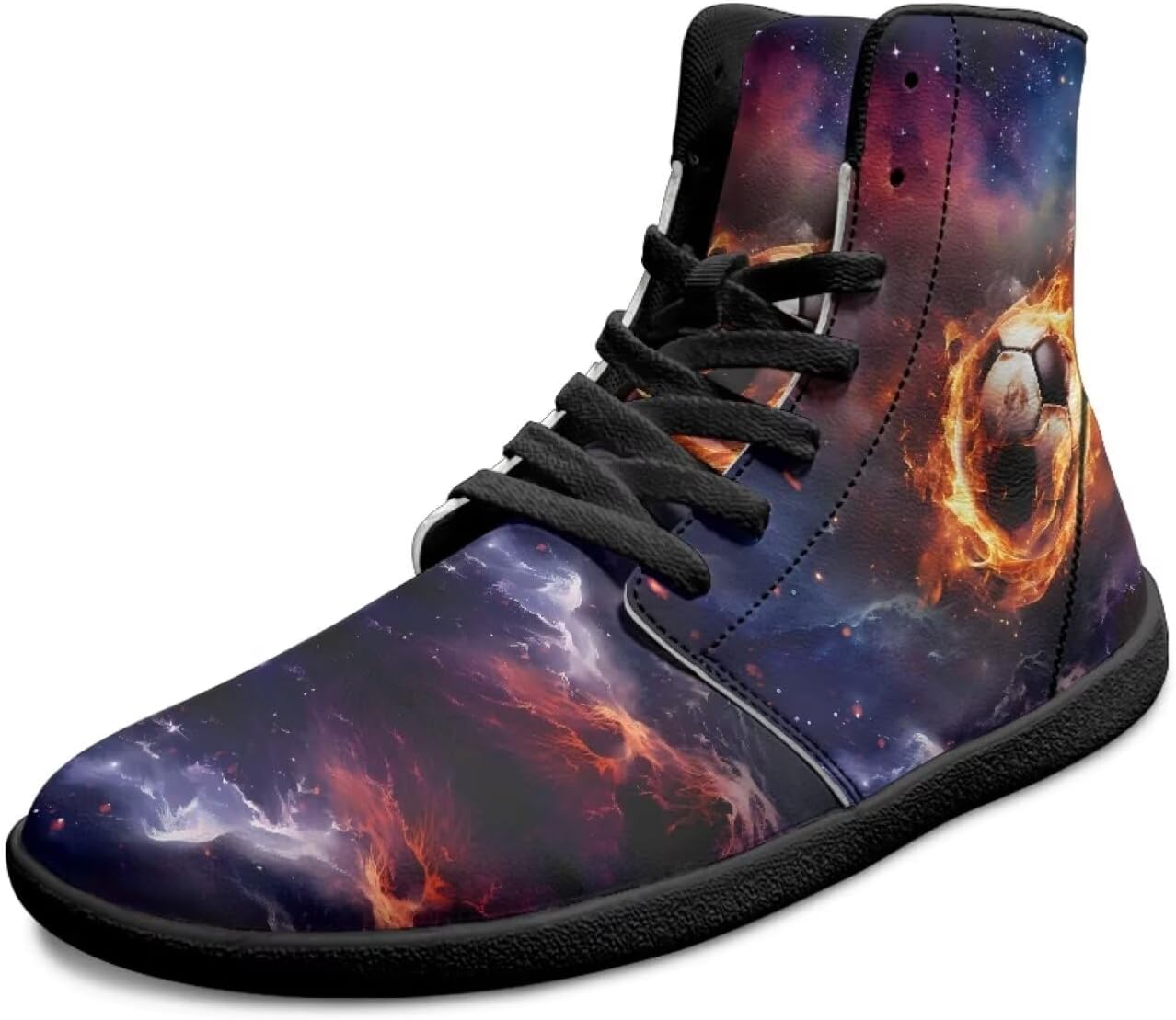 

Мужские кроссовки с широким носком, высокие, на шнуровке, обувь для бега и походов с эффектом босоногости, без подъема, дышащие Xixirimido, Galaxy Flame Football