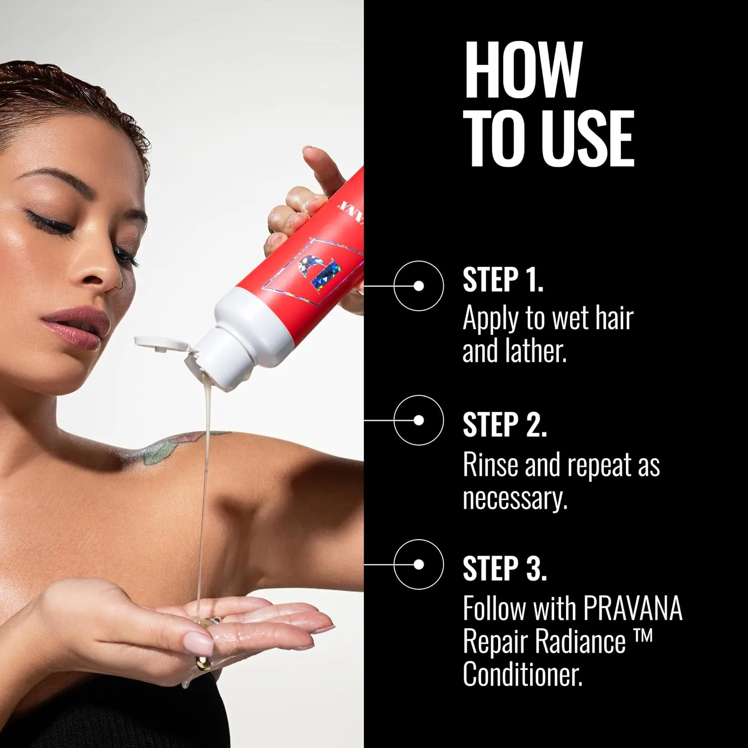 Шампунь Pravana Repair Radiance для укрепления, защиты и восстановления поврежденных окрашенных волос — фото 4