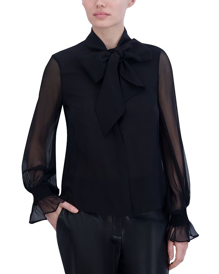 

BCBGMAXAZRIA Блуза с бантом, черный