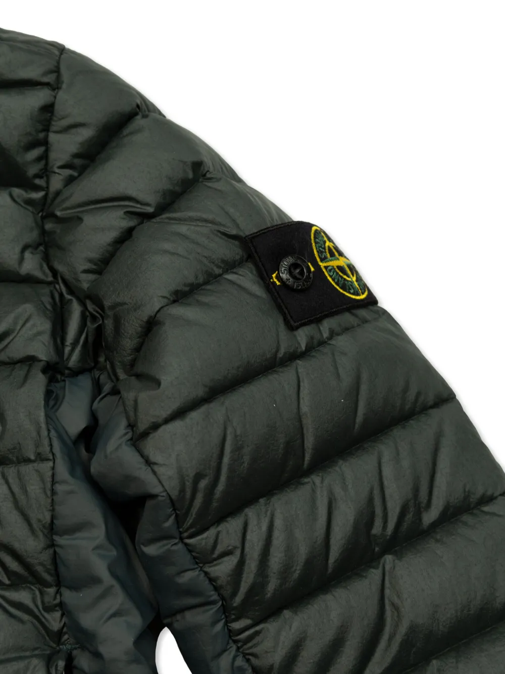 Стеганая куртка с капюшоном и нашивкой-логотипом Stone Island Junior, зеленый — фото 4