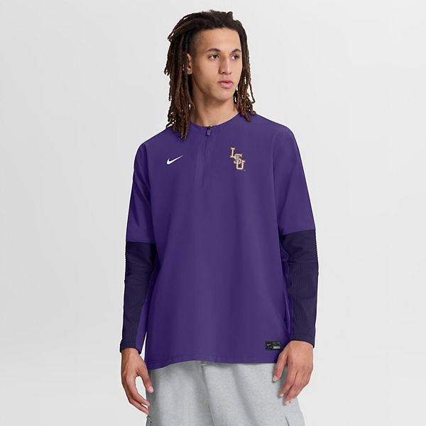 Мужская фиолетовая ветровка LSU Tigers Dugout Dri-FIT с длинным рукавом и четверть-молнией Nike — фото 2