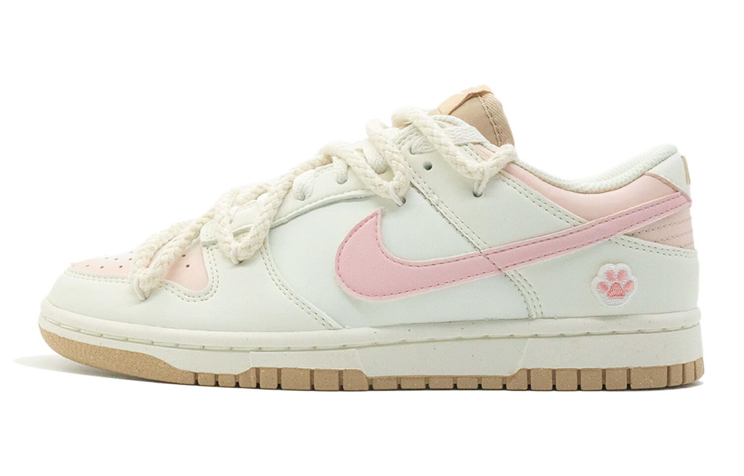

Кроссовки Nike Dunk Skateboarding Shoes Women's Low-top White/pink, слоновая кость, Бежевый, Кроссовки Nike Dunk Skateboarding Shoes Women's Low-top White/pink, слоновая кость