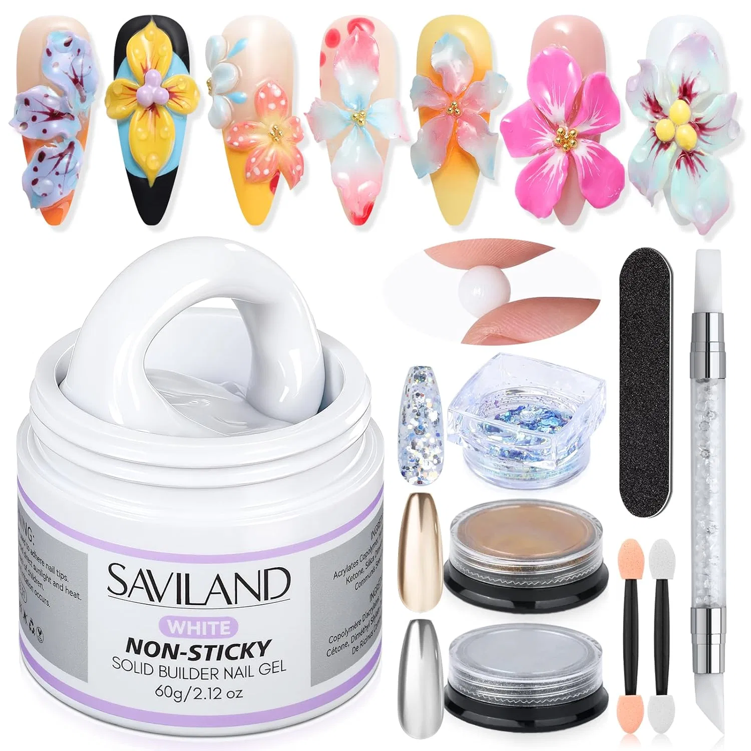 Твердый гель для наращивания ногтей 60 г от Saviland Saviland, White