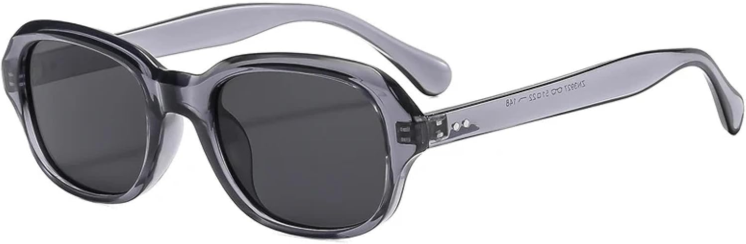 

Винтажные овальные солнцезащитные очки для женщин, модные, с прозрачными линзами Ocean, защита от УФ-излучения UV400, мужские, с заклепками, в стиле панк VFDHN, Grey Grey