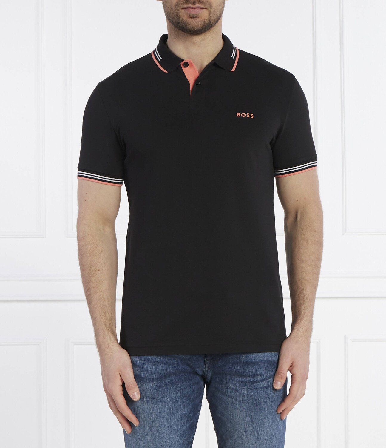 

Поло BOSS GREEN Paul Slim Fit stretch, черный