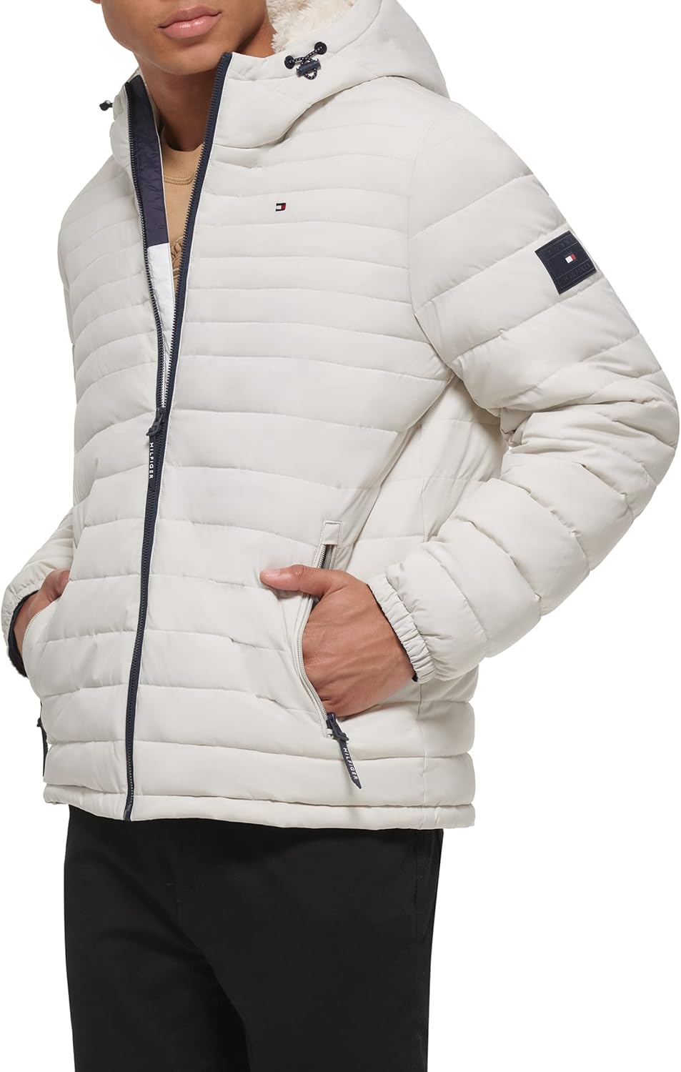 Мужская куртка Tommy Hilfiger из эластичного полиэстера с капюшоном и подкладкой из шерпы, Ice — фото 3
