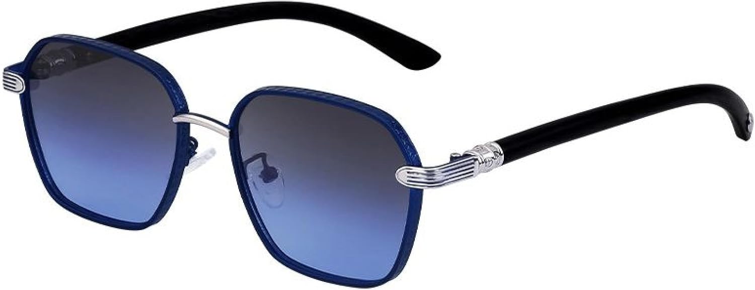 

Винтажные солнцезащитные очки для мужчин и женщин, роскошная классическая металлическая оправа, модная имитация древесной текстуры, защита от УФ-излучения UV400 TVTBBVV, C6gradientgrayblue