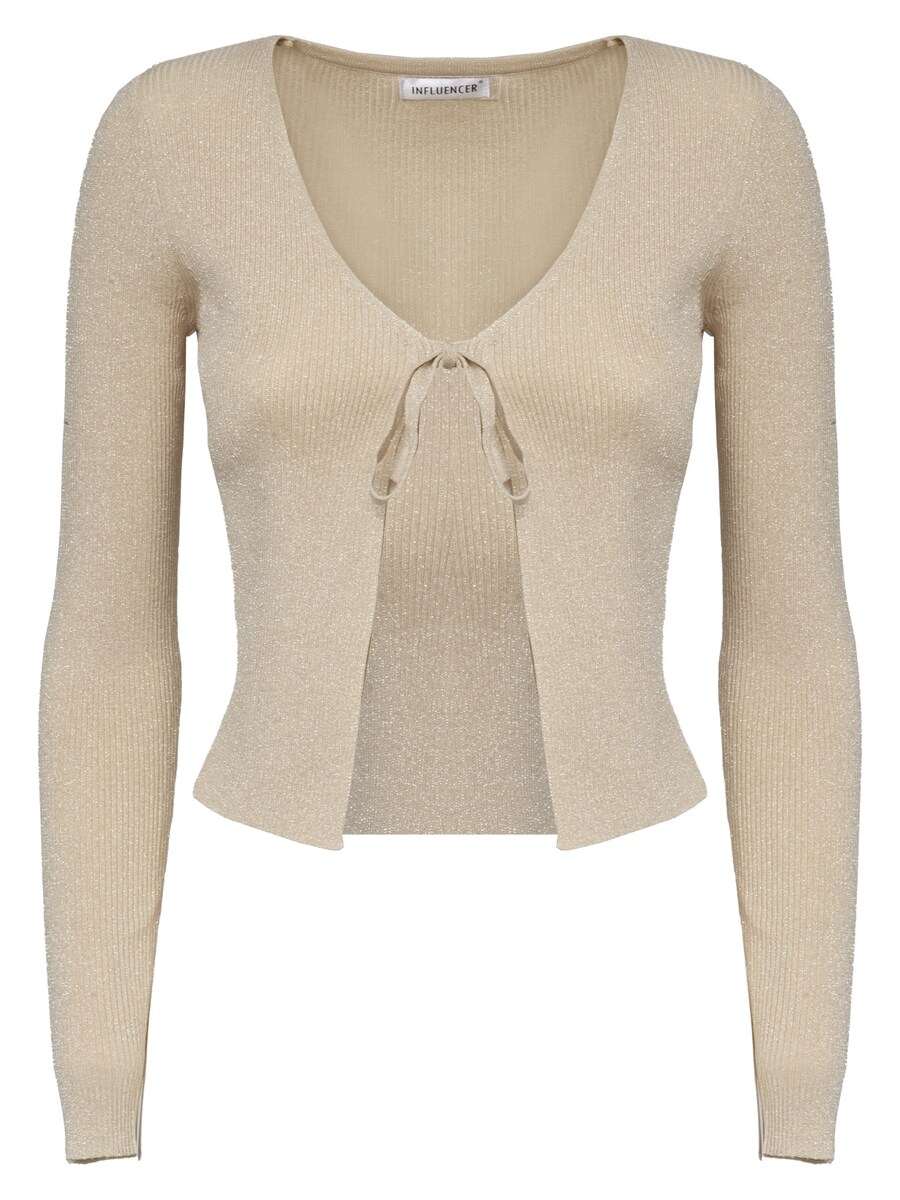 

Вязаный кардиган Influencer Lurex tie up cardigan, цвет Beige/Light beige