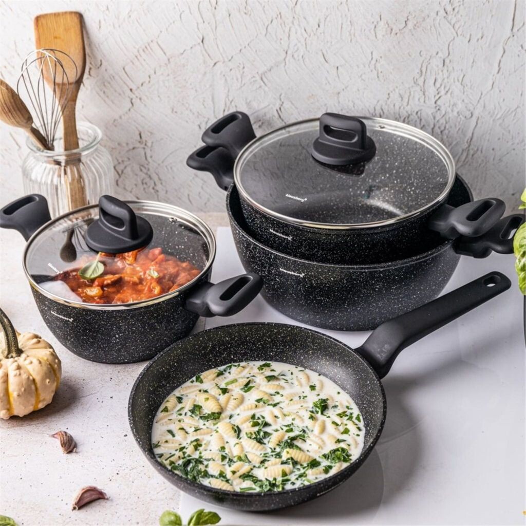 

Набор кастрюль Klausberg с мраморным антипригарным покрытием, 7 предметов KB7674, черный