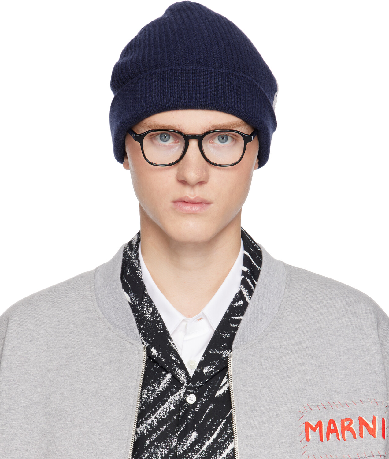 

Шапка-бини с логотипом Navy Mending Marni