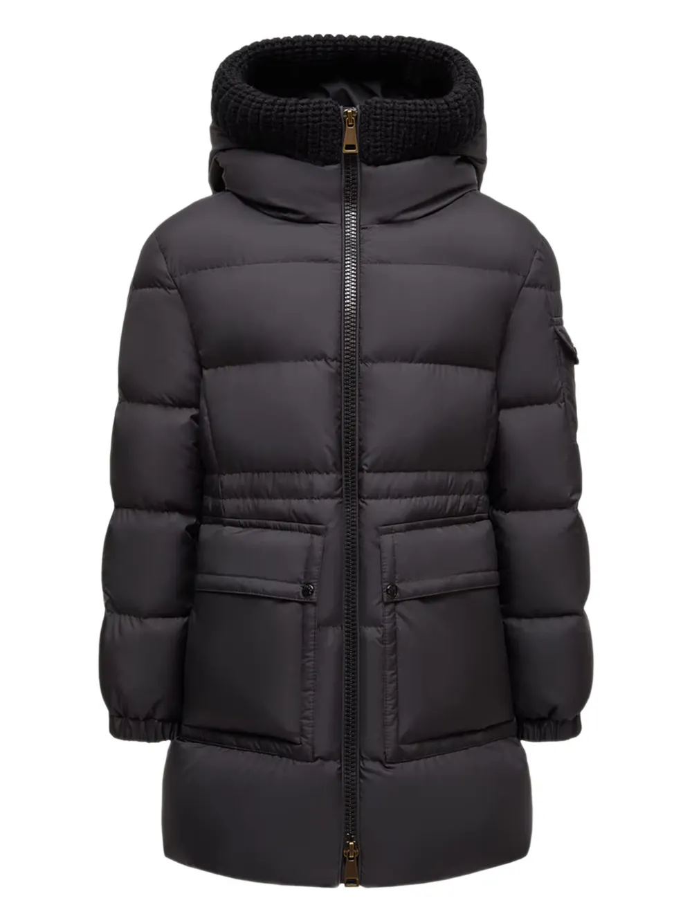 

Стеганый пуховик с капюшоном Moncler Enfant, черный