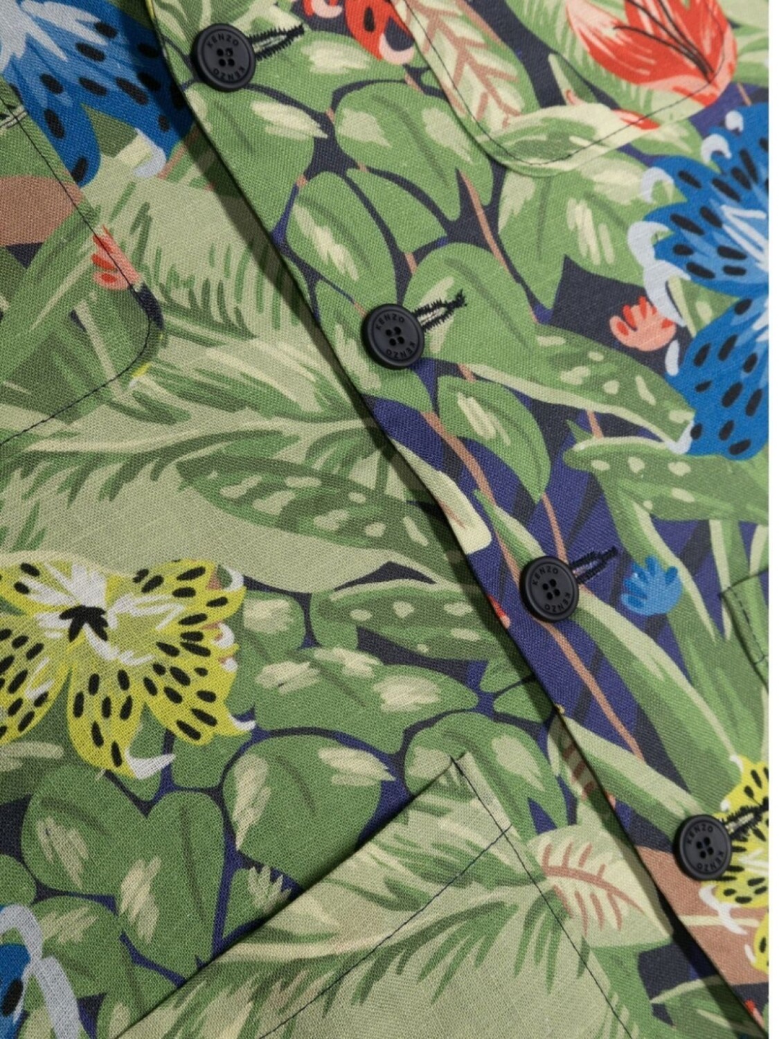 Kenzo Kids однобортный блейзер с цветочным принтом, зеленый — фото 3
