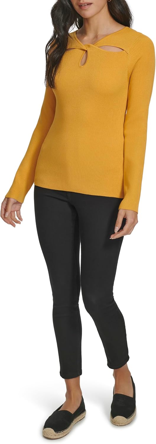 

Женский свитер Calvin Klein с длинными рукавами и перекрученным спереди, Ochre