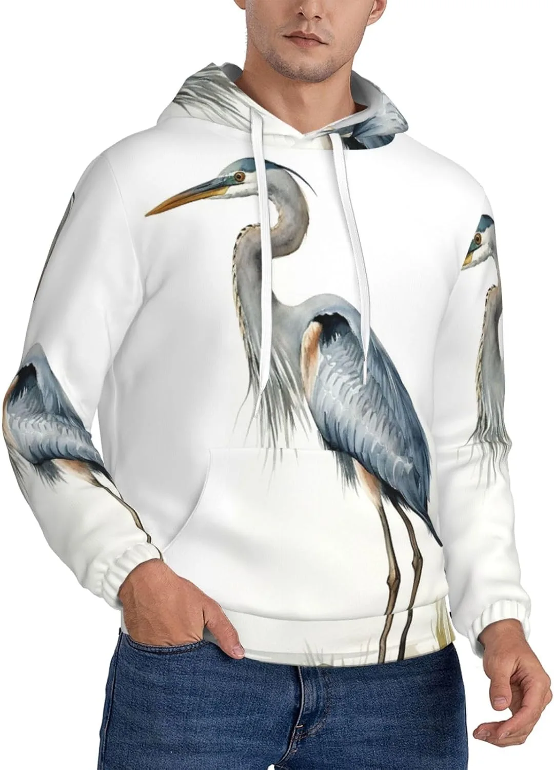 

Мужская флисовая толстовка с капюшоном Long-Beaked Heron KKLWEGU