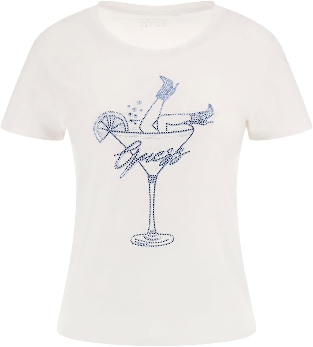 

GUESS Женская футболка с коротким рукавом Eco Short Sleeve Tini Boots Bling Baby, Pure White, Белый, GUESS Женская футболка с коротким рукавом Eco Short Sleeve Tini Boots Bling Baby, Pure White