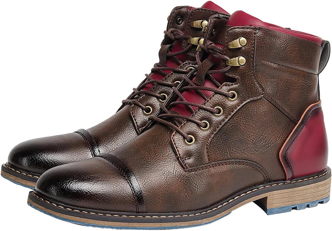 

Мужские оксфорды Santimon, ботинки из кожи для делового и повседневного ношения, мотоциклетные ботинки, модные формальные ботинки под смокинг на щиколотку для работы, темно-коричневый