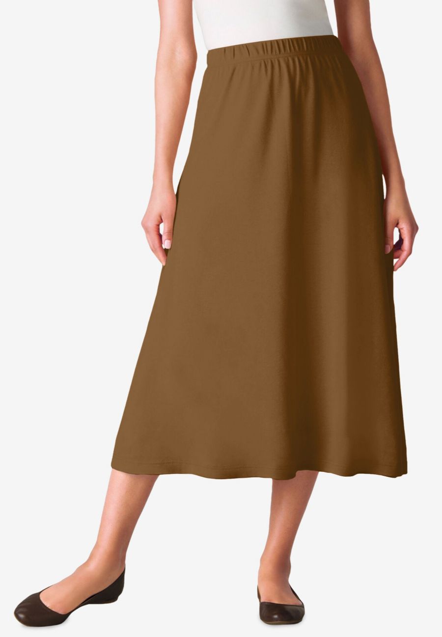 

Женская трикотажная юбка А-силуэта больших размеров, рассчитанная на 7 дней носки Woman Within, Toffee