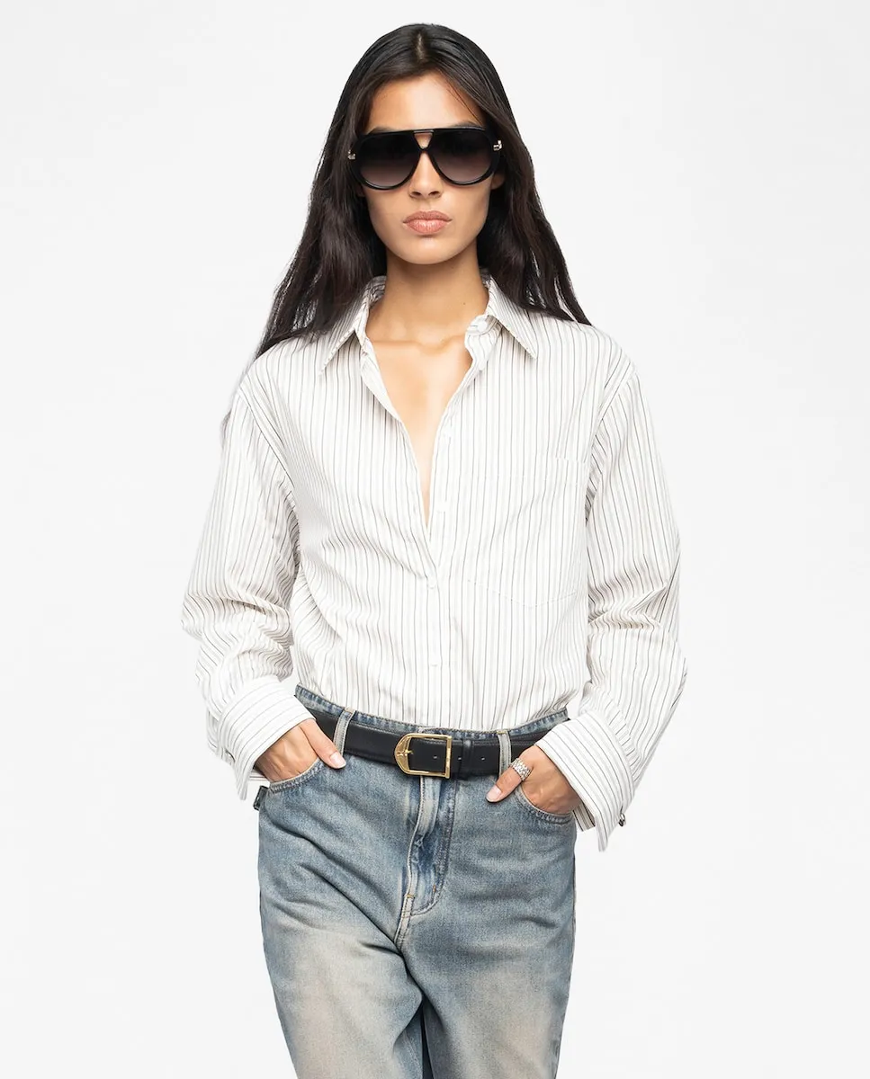 

Женская хлопковая рубашка Morning с длинным рукавом Zadig & Voltaire, белый