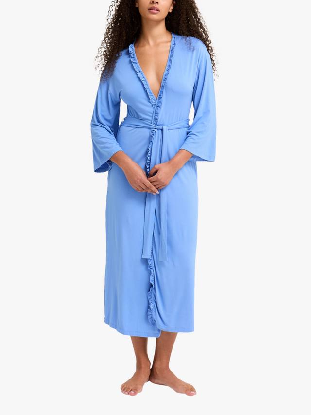 

Бамбуковый кимоно-халат с оборками Pretty You London, Cornflower Blue