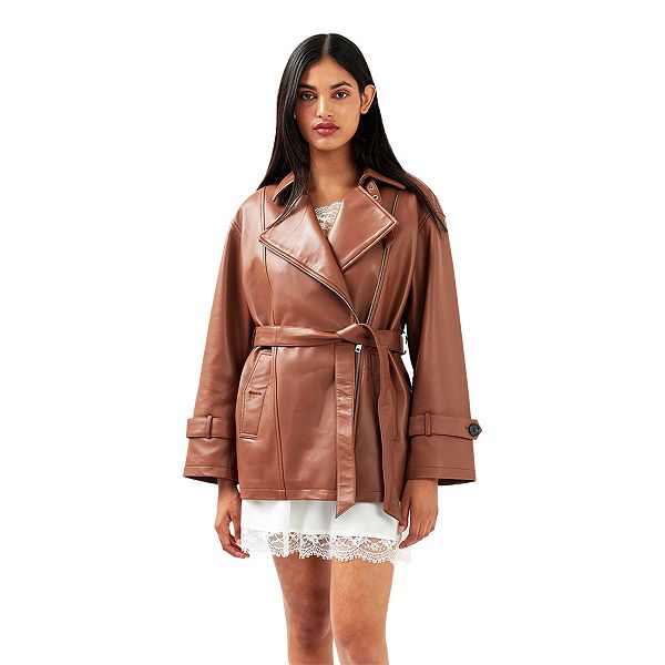 

Кожаная куртка Bff с поясом Belle & Bloom, Brown