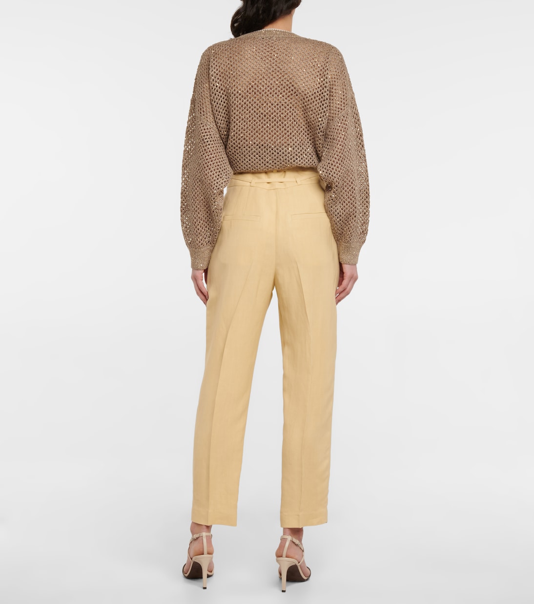 Зауженные брюки с высокой талией Brunello Cucinelli, Crepe — фото 3