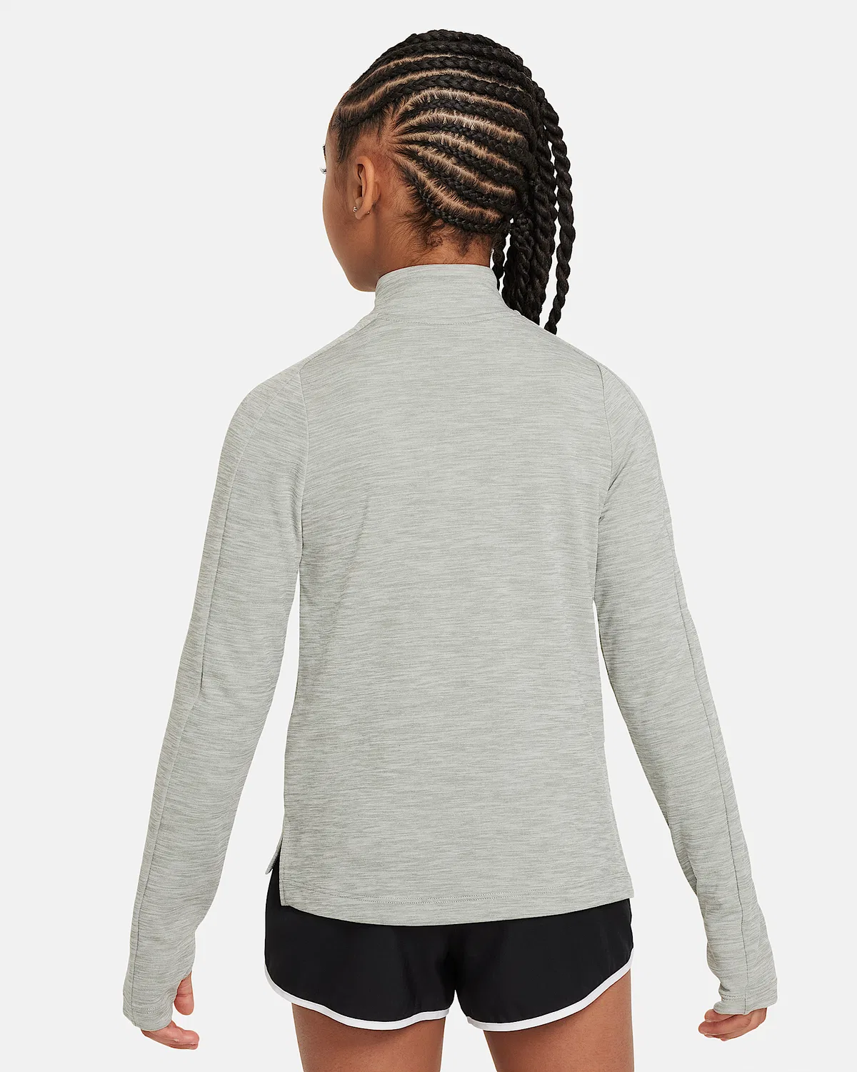 Детская футболка Nike Dri-FIT с длинным рукавом и 1/4-застежкой, Dark Grey Heather/White — фото 2