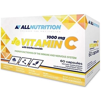 

Витамин С с биофлавоноидами, сильный антиоксидант, 10 капсул, 60 шт., Allnutrition