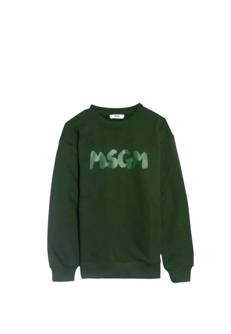 Свитшот хлопковый, Kids Msgm, зеленый — фото 4