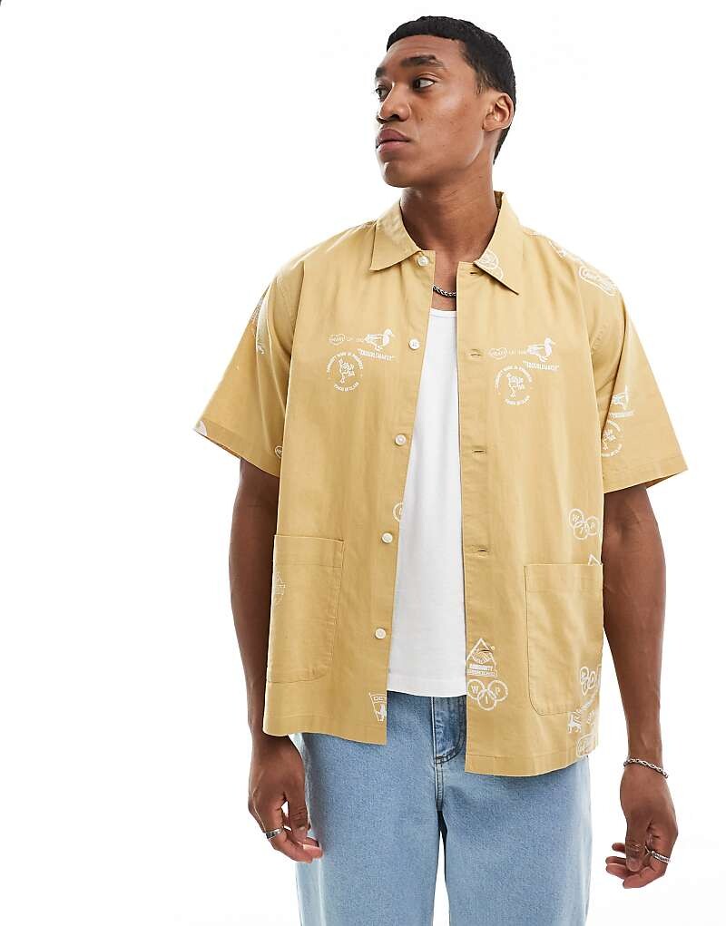 

Песочная рубашка с короткими рукавами и принтом Carhartt WIP