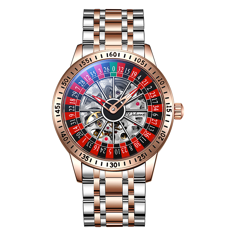 

Dulunwe Часы Automatic Mechanical Movement Stainless Steel Watchband Watch Men's Watch Skeleton Dial