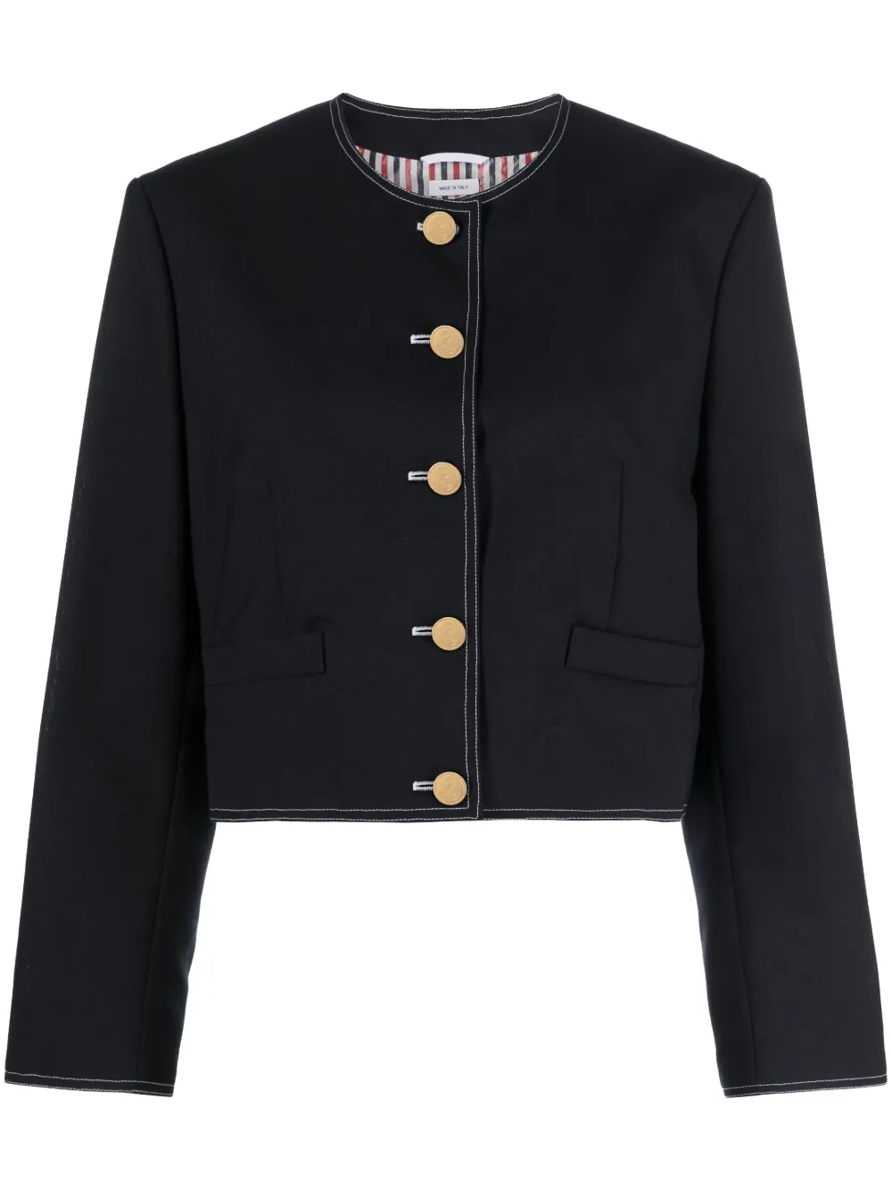 

Укороченный жакет с полосками RWB THOM BROWNE, синий