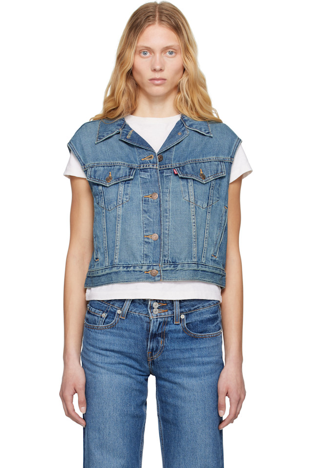 

Укороченный жилет из льна и денима 90-х Levi'S, цвет stop flaxing