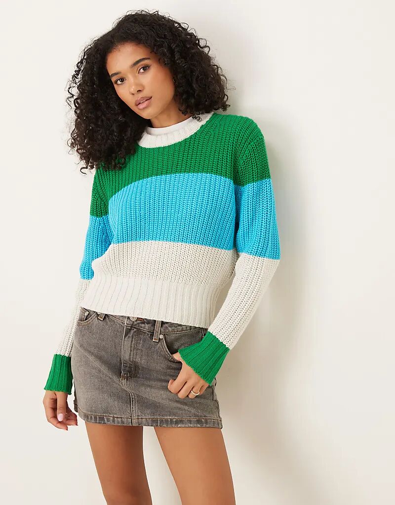 

Джемпер крупной вязки Calvin Klein Jeans в сине-зеленом цвете с цветными блоками