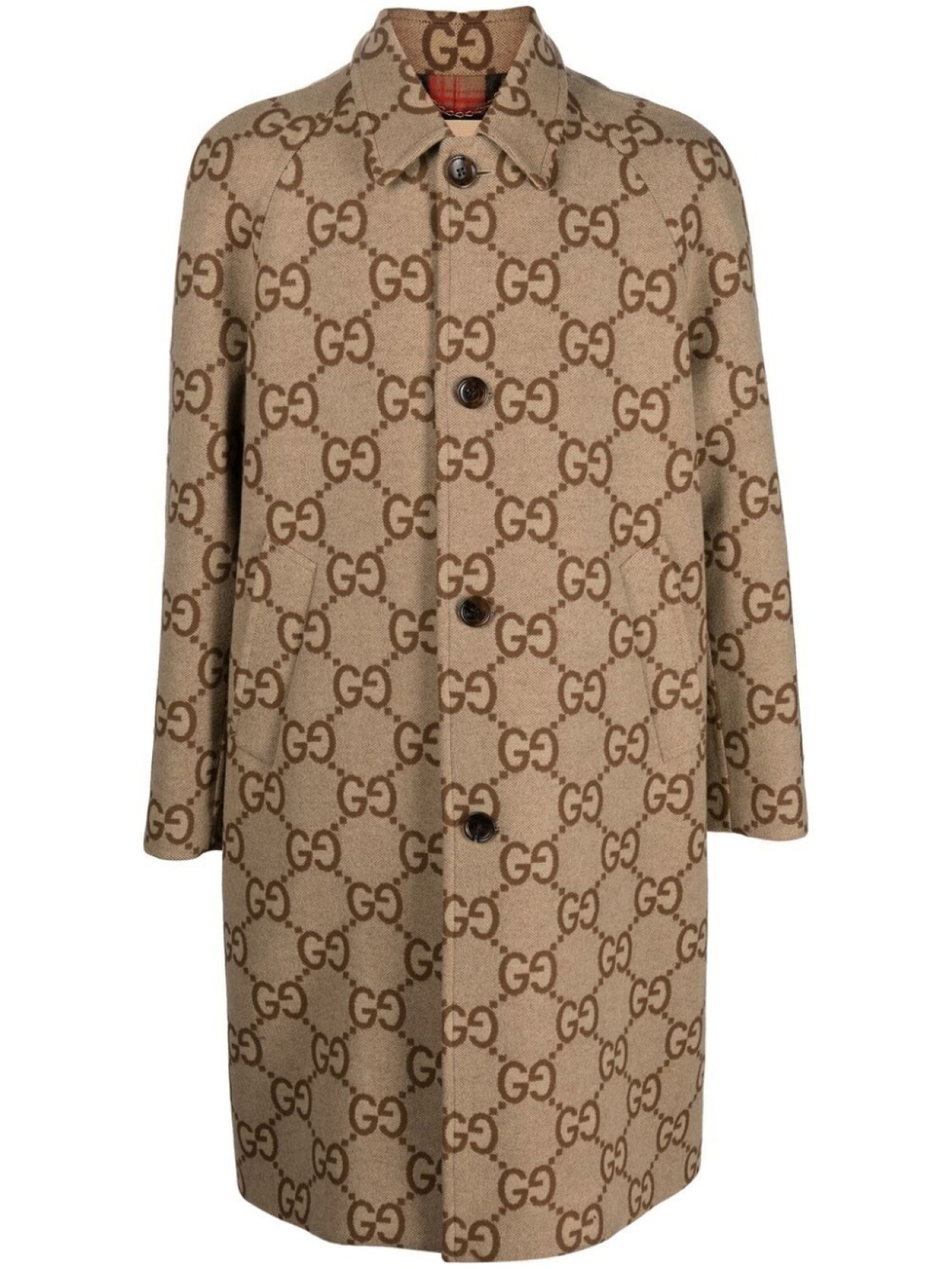 

Gucci однобортное пальто с узором, нейтральный цвет
