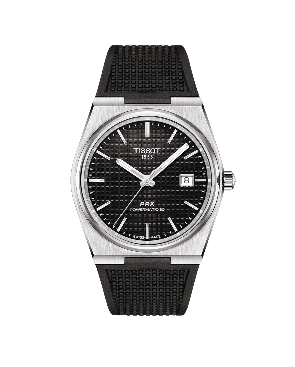 

Мужские часы коллекции PRX с черным силиконовым ремешком Tissot, черный