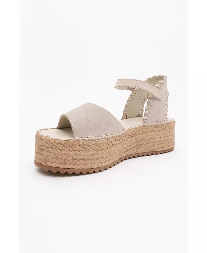 Сандалии Serez Leather Platform Espadrilles (женские) Forever & Always Shoes, коричневый/бежевый — фото 4