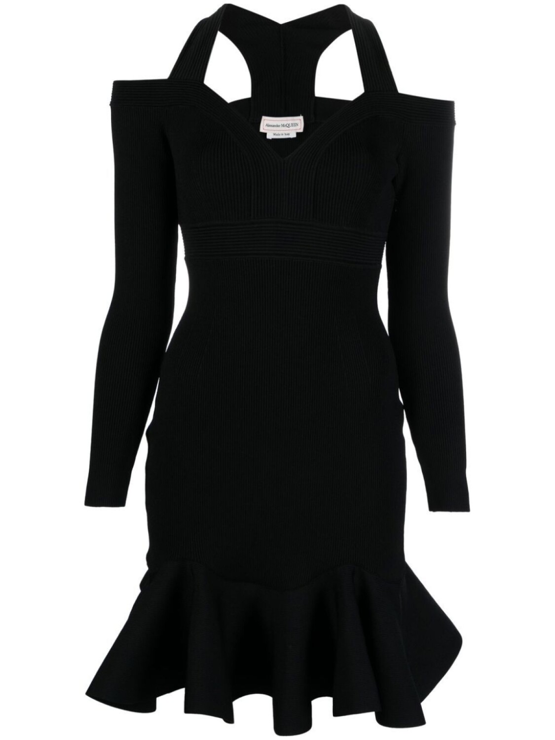 

Alexander McQueen платье мини в рубчик, черный